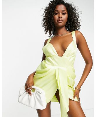 ASOS LUXE structured drape mini dress in yellow
