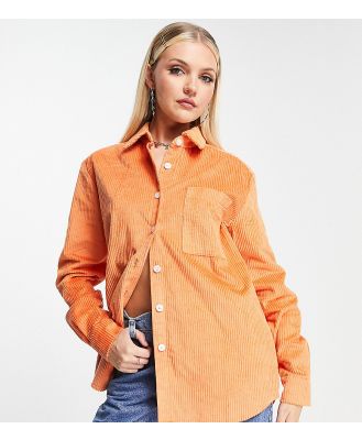ASOS MADE IN KENYA jumbo corduroy shirt in rust-Orange