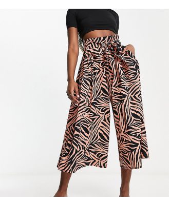 ASOS MADE IN KENYA paperbag waist pants in tiger print-Black