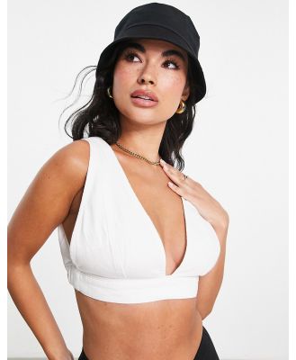 ASOS Weekend Collective denim bra top in white (part of a set)
