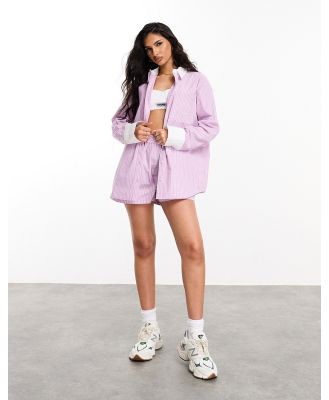 ASOS Weekend Collective oversized shirt with colour blocking in pink stripe (part of a set)