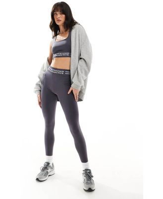 ASOS Weekend Collective seamless leggings with branded waistband in charcoal-Grey