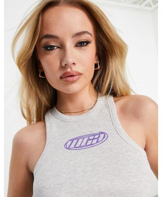 ASOS Weekend Collective singlet in ice marl with wca logo-Grey