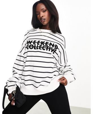 ASOS Weekend Collective stripe sweatshirt with chenille logo-Multi