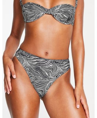 4th & Reckless Aimi high waist bikini bottoms in monochrome print-Black