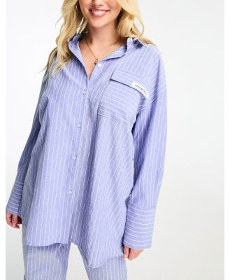4th & Reckless Cabo cotton poplin striped shirt in blue