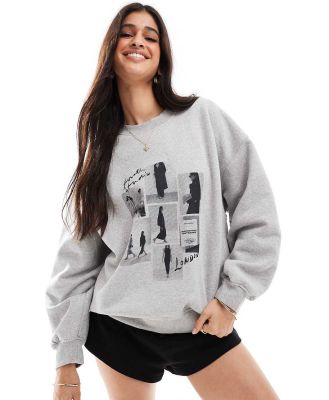 4th & Reckless catwalk polaroid sweatshirt in grey