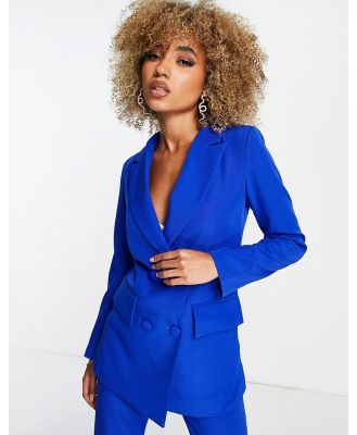 4th & Reckless double breasted suit blazer in cobalt blue