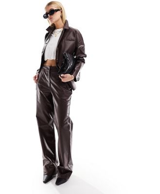 4th & Reckless faux leather pants in chocolate brown (part of a set)