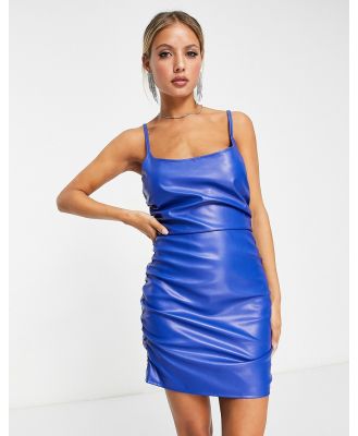 4th & Reckless leather look strappy mini dress in blue (part of a set)