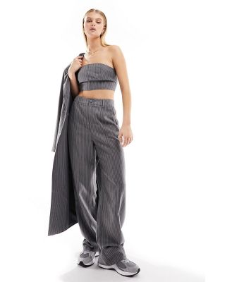 4th & Reckless Myra tailored pants in grey pinstripe (part of a set)