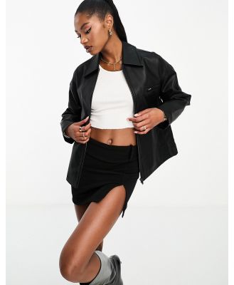 4th & Reckless oversized leather look collared jacket in black