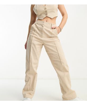 4th & Reckless Petite exclusive tailored pants in stone (part of a set)-Neutral