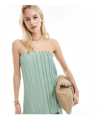 4th & Reckless Tall exclusive pleated bandeau top in sage (part of a set)-Black