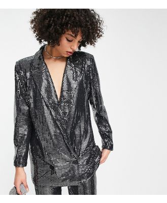 4th & Reckless Tall exclusive sequin tailored blazer in metallic silver (part of a set)
