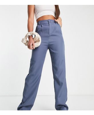 4th & Reckless Tall exclusive wide leg suit pants in slate blue-Grey