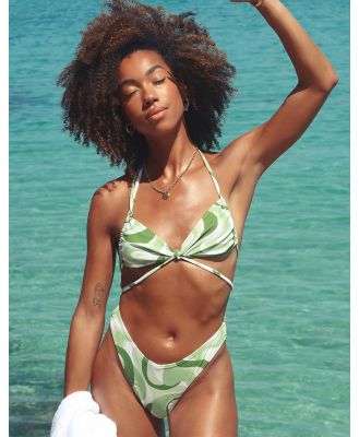 4th & Reckless x Amaka Hamelijnck Michelle printed knot front bikini top in green