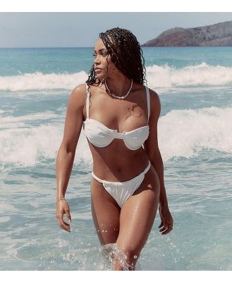 4th & Reckless x Loz Vassallo Harper ruched bikini bottoms in cream-White
