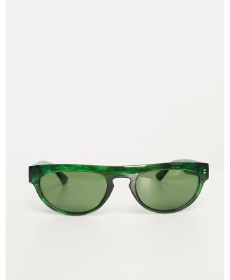 A.Kjaerbede Jake flat top round festival sunglasses in green marble transparent