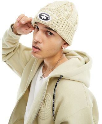 AAPE By A Bathing Ape cable knit beanie in beige-Neutral