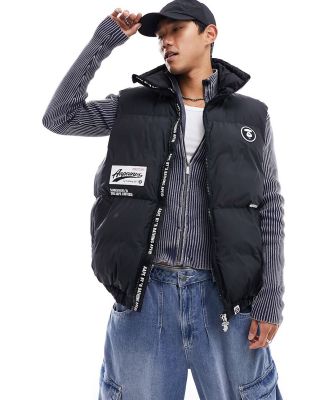 AAPE By A Bathing Ape college puffer vest in black