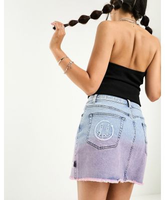 AAPE By A Bathing Ape dyed frayed denim mini skirt in blue