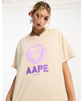 AAPE By A Bathing Ape logo t-shirt in beige-Neutral