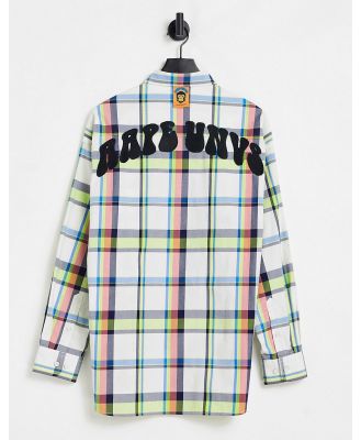 AAPE By A Bathing Ape peace check shirt in off white