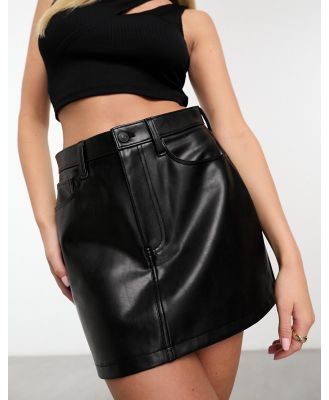 Abercrombie & Fitch 5 pocket faux leather mini skirt in black