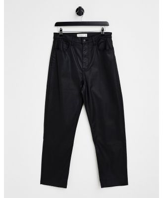 Abercrombie & Fitch coated curvy straight leg jeans in black