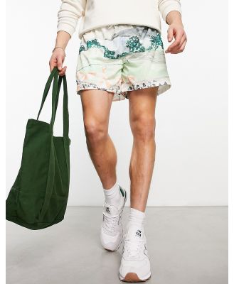 Abercrombie & Fitch getaway all over scenic print mesh shorts in multi
