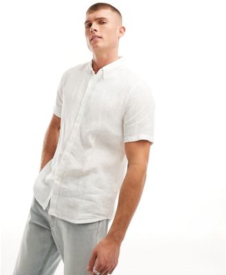 Abercrombie & Fitch linen short sleeve shirt in white