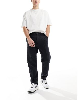 Abercrombie & Fitch Malone pleated linen loose pants in black