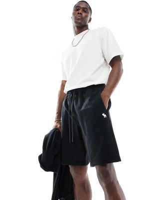 Abercrombie & Fitch Mix and Match icon logo french terry sweat shorts in black