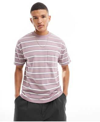 Abercrombie & Fitch oversized striped t-shirt in pink