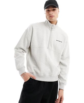Abercrombie & Fitch premium half zip sweatshirt in grey marl