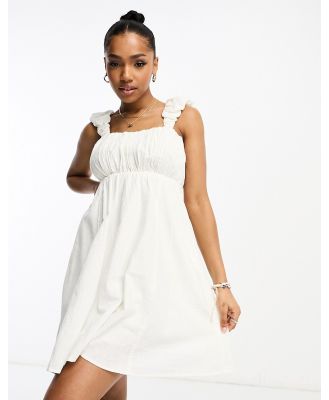 Abercrombie & Fitch puff strap babydoll dress in white