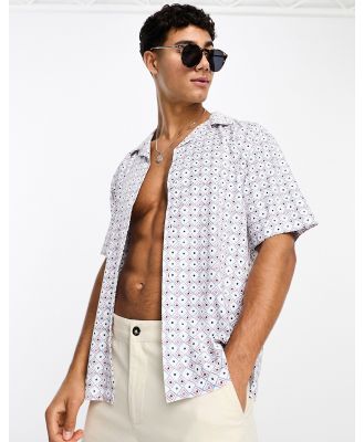 Abercrombie & Fitch resort short sleeve shirt in white geo pattern