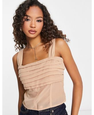 Abercrombie & Fitch sheer babydoll top in brown