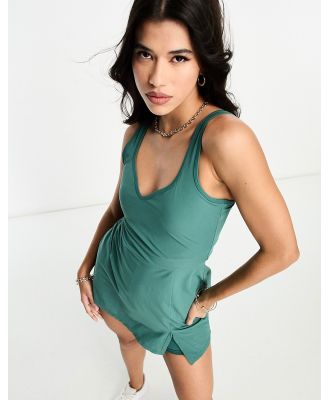 Abercrombie & Fitch skort mini dress with side slit and sweetheart neckline in green