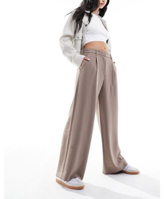 Abercrombie & Fitch Sloane high waisted tailored pants in taupe-Neutral