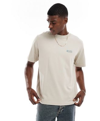 Abercrombie & Fitch small scale polished logo oversized heavyweight t-shirt in beige-Neutral