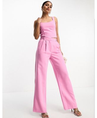 Abercrombie & Fitch tailored wide leg pants in pink (part of a set)