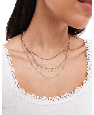 Accessorize bead and chain multirow necklace in gold