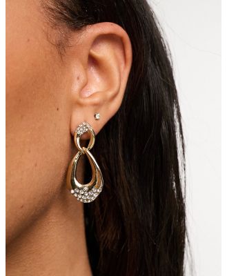 Accessorize encrusted link statement earrings in gold