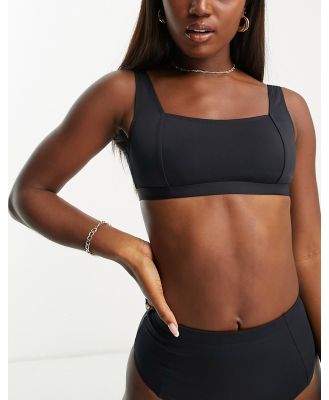 Accessorize Mix & Match square neck crop bikini top in black