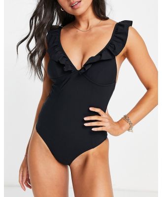 Accessorize ruffle shaping swimsuit in black