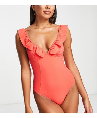 Accessorize ruffle shaping swimsuit in red