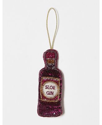 Accessorize sequin sloe gin bottle christmas tree decoration-Pink