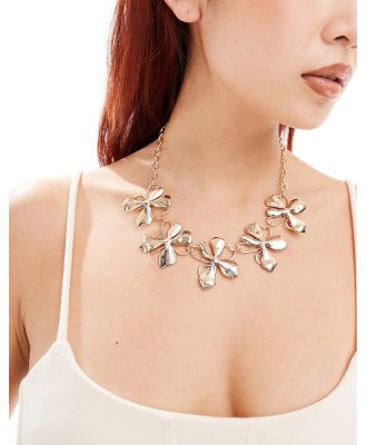 Accessorize statement flower necklace in gold